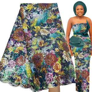 Bestway Africain Mariée Coloré <span class=keywords><strong>Rose</strong></span> Paillettes Broderie Français Tulle Dentelle Tissu - Product Image 3