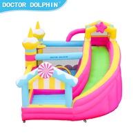 Château gonflable pour enfants de style nouveau, rose, de la marque Doctor Dolphin, pour fête, pas cher, avec personnage, grand château gonflable à vendre