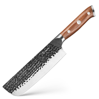 7 inch Nakiri-mes, zwart oxide Tsuchime snijmes, veganistisch kookgereedschap voor groenten en fruit, handvat van palissanderhout, professionele snijder