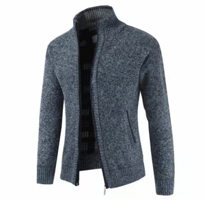<strong>Wholesale</strong> Factory Custom Long Sleeve Knitwear Zipper Cardigan Design Knitting Cotton <strong>Sweater</strong> for Mens - Product Image 1