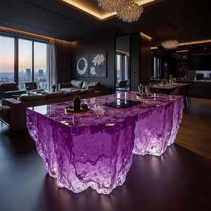 Comptoir de bar en PVC transparent et lumineux, comptoir de réception, table à manger artistique haut de gamme pour villa - Product Image 2