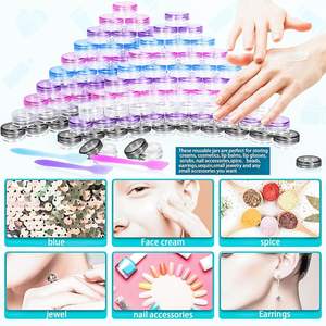 MotBach 100pcs 3g botol kosmetik bening tutup berwarna kecil Makeup sampel wadah <span class=keywords><strong>Mini</strong></span> spatula botol plastik kosong - Product Image 4