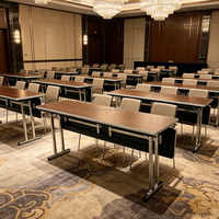 Table de conférence pliante IBM à prix d'usine avec panneau de modestie, pieds chromés et plateau stratifié pour usage bureautique et de formation