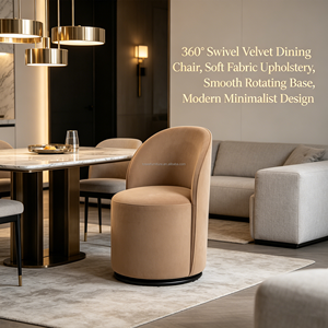 Sedia Girevole a Pozzetto Imbottita in Tessuto di Velluto dal Design Moderno per <span class=keywords><strong>Sala</strong></span> <span class=keywords><strong>da</strong></span> <span class=keywords><strong>Pranzo</strong></span> e <span class=keywords><strong>Soggiorno</strong></span> - Product Image 5