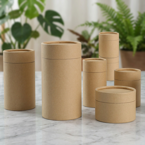 Tube en papier kraft biodégradable à cylindre rond avec logo personnalisé pour l'emballage de rouge à lèvres parfum bougie - Product Image 1