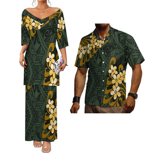 Automne nouveau polynésien Samoan Tribal conception personnalisée femmes grande taille robe Match hommes chemises 2 pièces ensembles de <span class=keywords><strong>tatouage</strong></span> de Couple - Product Image 6