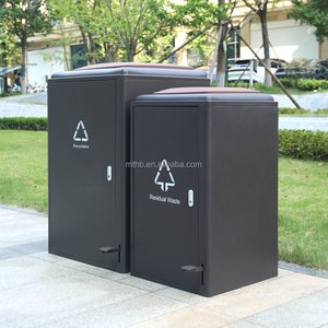 240L Commercial Metal Litter Bin Classified Waste Bins Galvanized <strong>Trash</strong> Bin Recycling Street Outdoor <strong>Trash</strong> <strong>Can</strong> for Restaurant - Product Image 1