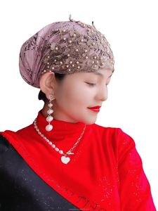Turban uni en dentelle pour femme, élastique, sans bord, style Bouhaj, foulard Ramadan, bonnet chimio, écologique et respirant - Product Image 5