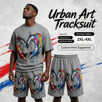 Ensemble de T-shirts Oversize Vintage pour Hommes, Imprimé Graphique, Délavé à l'Acide, 100% Coton, Motif Cœur, Streetwear, Coupe Boxy