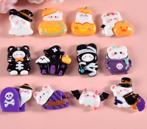 Dibujos Animados Halloween Navidad decoración hospital flatback oso resina cabujón Calabaza Esqueleto murciélago casa fantasma sombrero - Product Image 2