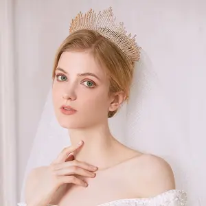 Özel moda zirkon Tiara prenses taç parlayan kristal düğün gelin Tiaras ve taçlar kadınlar için Accesorios Mujer