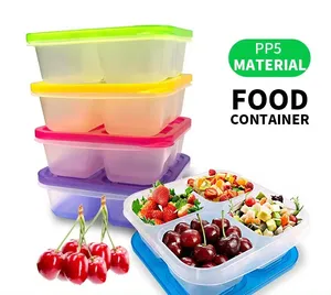 Hot Sell Reusable 4 Compartment Food Containers Bento Box Plastic Snack Container For School Work And Travel