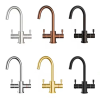 Iwater Hole Sink Long Neck Robinets Commercial Or Noir Robinet Fabricant Laiton Mitigeur D'eau