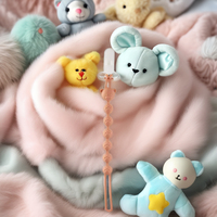 Sucette en silicone pour bébé motif ours de dessin animé, chaîne anti-chute et anti-perte, design d'art populaire, gravée au laser, sérigraphiée, marque COMPASS