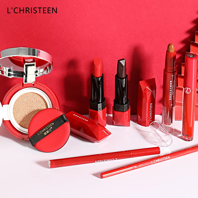 Рождественские красные наборы для макияжа, косметический макияж, 7 шт. комплектов