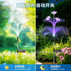 Luces Solares LED para Jardín, Flor de Lirio de Fibra Óptica, Decoración de Patio Resistente al Agua con Energía Solar - Product Image 2
