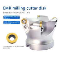 Fraise à faceuse CNC à queue EMR 5R, fraise à bout rond pour machine à fraiser, lames en carbure 1kg, utilisation à sec/humide