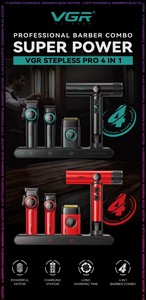 Máy Cắt Tóc Không Dây Sạc Được VGR Barber Chuyên Nghiệp Cho Nam Giới Vgr Combo Chuyên Nghiệp Điều Chỉnh Độ Cắt Không Cấp Độ 4 trong 1 - Product Image 2