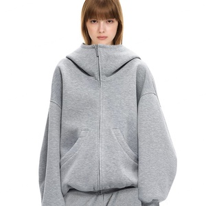 Sweat-shirts à capuche surdimensionnés en molleton de polyester épais pour l'hiver, personnalisables avec logo imprimé sur le devant, pour hommes et femmes - Product Image 2