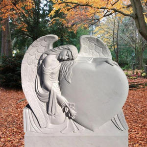 Современный дизайн красный гранитный мраморный надгробный камень с крыльями ангела и надгробием в форме сердца для использования в могиле - Product Image 4