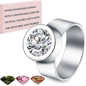 <span class=keywords><strong>Anelli</strong></span> <span class=keywords><strong>di</strong></span> acciaio inossidabile all'ingrosso scambiabile zircone pietra <span class=keywords><strong>di</strong></span> moda gioielli anello per fidanzamento o matrimonio - Product Image 2
