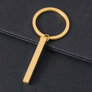 New Listing Cubic Column Design Stainless Steel Blank <b>Custom</b> <b>Keychains</b> for Gift - Product Image 3