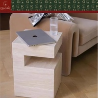 Table de chevet en travertin beige de style minimaliste moderne GOLDKING, sur mesure, pour salon et chambre à coucher, en pierre