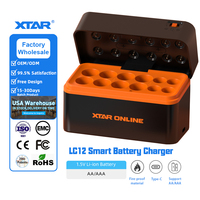 Batterie rechargeable Li-ion XTAR OEM LC12 1,5 V AA AAA, chargeur intelligent à 12 emplacements avec charge rapide Type-C, certifiée CE ROHS FCC, garantie 2 ans