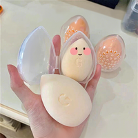 Éponge de maquillage avec trous d'aération, étui portable en forme d'œuf, boîte de rangement anti-moisissure pour houppette, support en forme de coquille d'œuf, emballage anti-poussière, boîte en plastique.