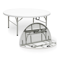Table de banquet pliante ronde robuste en plastique, portable, pour 12 personnes, idéale pour mariages et événements, directement de l'usine, 1,5 m et 1,8 m