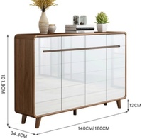 Meuble à chaussures moderne en bois massif blanc laqué, structure en noyer, design modulaire rotatif et réglable pour l'entrée et le couloir