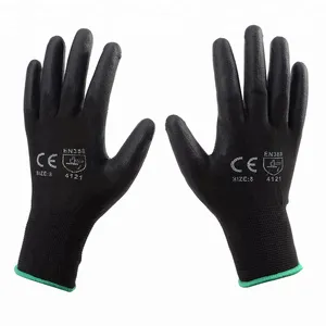 Guantes de punto antiestáticos de PU con revestimiento de dedos, resistentes a Cortes, para seguridad en el trabajo industrial, guantes de poliéster para salas limpias ESD