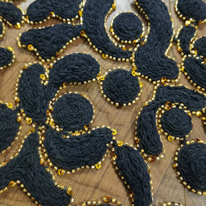 Vải ren đen cao cấp chất lượng cao, dệt móc, đính hạt sequin - Product Image 6