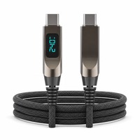Câble de charge rapide USB-C vers USB-C 240W en nylon tressé TPE avec affichage de puissance, garantie 12 mois pour ordinateur portable et écouteurs - Vente en gros