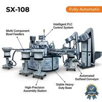 Chaîne d'assemblage entièrement automatique à grande vitesse pour le vissage de bouchons de bouteilles de vin, de têtes de pompe et de tubes de rouge à lèvres, 6000 pièces/heure SX-108