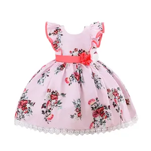 Yoliyolei zarif kolsuz çiçek, elbise dantel etek prenses çocuk tatlı özel butik çocuk giysileri kız çocuk elbiseleri/