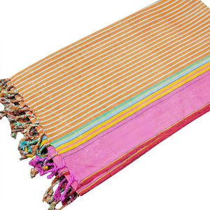Serviette de plage 100% coton - Compressée, rayée, séchage rapide, écologique, facile à transporter, taille et couleur personnalisables - Product Image 1