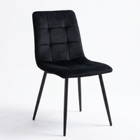 Chaise de salle à manger moderne ergonomique à dossier haut, rembourrée en velours, avec pieds en métal noir, pour cuisine, mobilier de style nordique