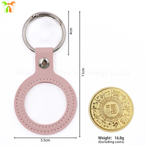 AA sikke tutucu anahtarlık el-dikişli sobrimedallion madalyon 34mm sikke boyutu yapılmış dayanıklı PU deri cips kurtarma belirteçleri dahil - Product Image 6