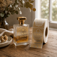 Étiquettes en rouleau personnalisées de luxe en feuille d'or, imperméables, résistantes aux UV, autocollants avec logo pour bouteilles en verre cosmétiques, marque privée