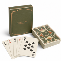 Cartes de jeu promotionnelles personnalisées pour programme de fidélité de restaurant, jeu de cartes en papier couché lisse 310 g/m² avec boîte à rabat en feuille de cuivre pour la fidélisation des clients