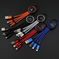 Porte-clés lumineux personnalisé avec logo, chargeur 3 en 1, câble lumineux Micro USB Type C, gadgets USB, cadeau promotionnel d'entreprise