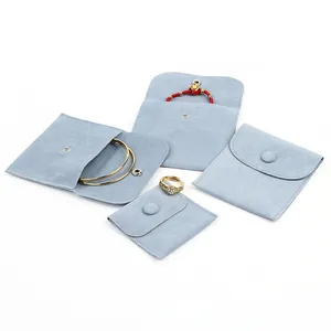 Logo in velluto sacchetto per la polvere in microfibra di lino Eco feltro grigio braccialetto panno personalizzato cotone chiusura con bottoni borsa per gioielli sacchetti per imballaggio