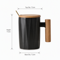 Mug à café en céramique classique avec poignée en bois et cuillère, vierge pour sublimation, cadeaux d'entreprise personnalisés, capacité 301-400 ml