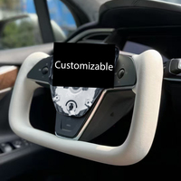 Volant sport personnalisé YOKE pour Tesla Model X & Model S 2014-2020, forme en D, cuir avec chauffage, modèle à brancher