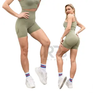 Ronglige garment women running nylon spandex leggings shorts yoga seamless scrunch shorts