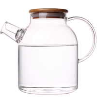 Pichet en verre borosilicate écologique de 600 ml, 1000 ml, 1800 ml avec couvercle en bambou pour thé en vrac et café