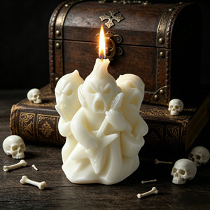 Vela Aromática de Halloween con Forma de Gato Esqueleto, Vela Creativa con Figura de Banda de Fantasmas, Adorno Decorativo para Mesa - Product Image 3
