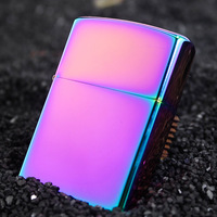 Briquet à cigarettes en cuivre de luxe personnalisable avec logo, corps en métal sans rouille, placage chrome, résistant au vent, à l'huile, cadeau d'affaires