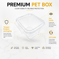 Conteneur alimentaire à charnière anti-effraction personnalisé BRC FDA PET avec couvercle, transparent, recyclable, multi-tailles, pour l'emballage de salades de fruits